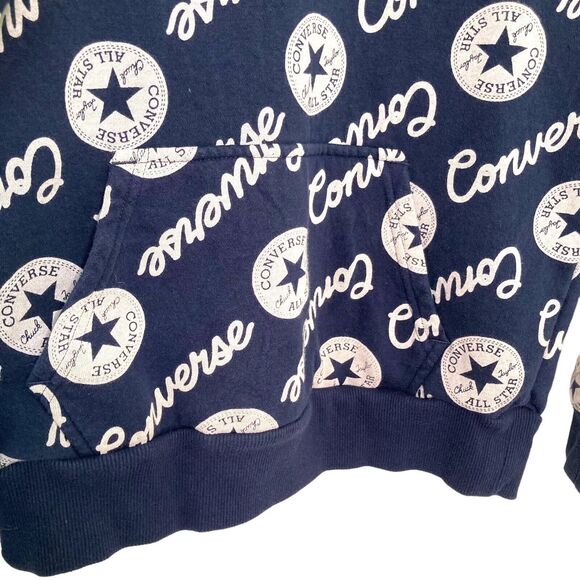 Converse Big Boys All Over Logo Print Pullover Hoodie Age 12-13 Faded Blue L - Picture 5 of 10